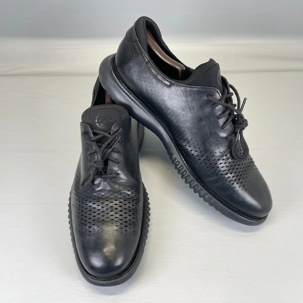Cole Haan 2.Zerogrand Oxfords Mens Size 11.5 M Black Leather Laser Wingtip Shoes
